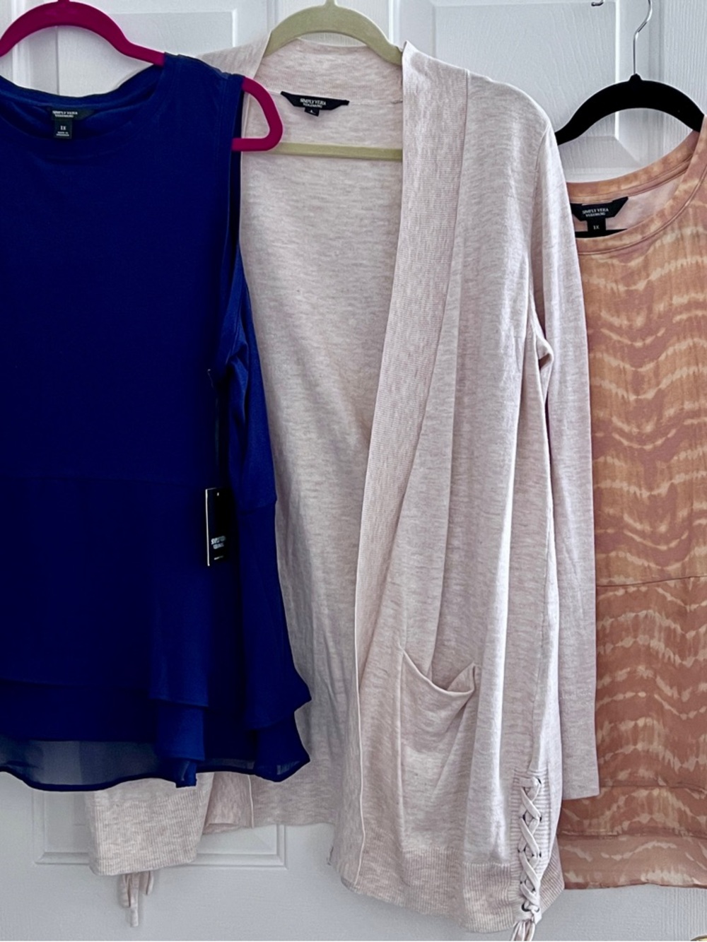 2 Vera Wang lightweight tanks with one Vera Wang lightweight cardigan